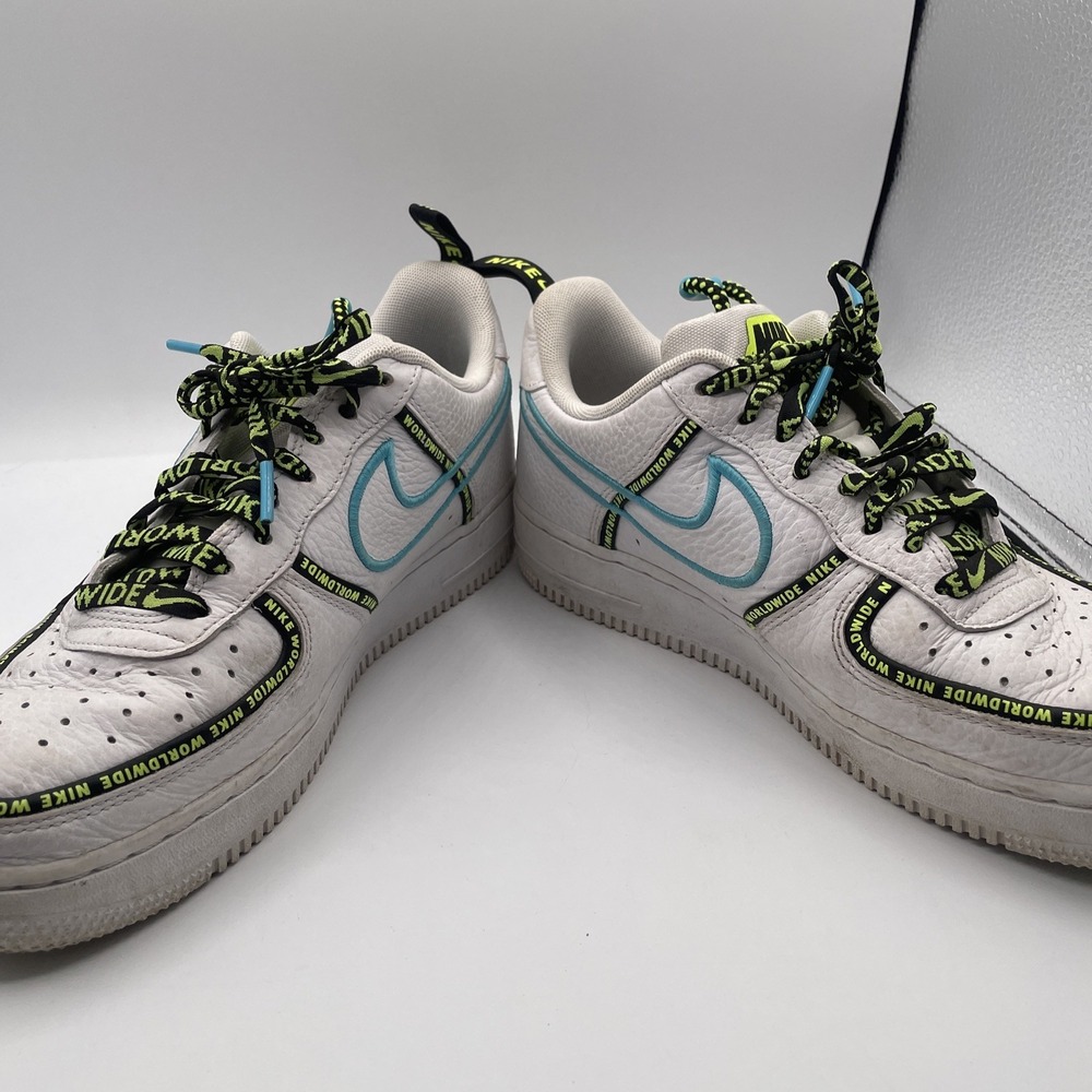Nike Air Force 1 World Wide Pack White/Green/Blue Size 8 CK7213-100 - Picture 8 of 9